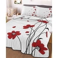 thumbnail image 3 of Quilts Twin Size Bedding Set, Red Poppy Flowers Lightweight Quilted Comforter, Spring Modern Abstract Floral Rustic Soft Reversible Bedspread Coverlet with Pillow Covers for All Season, 68" x 86", 3 of 7