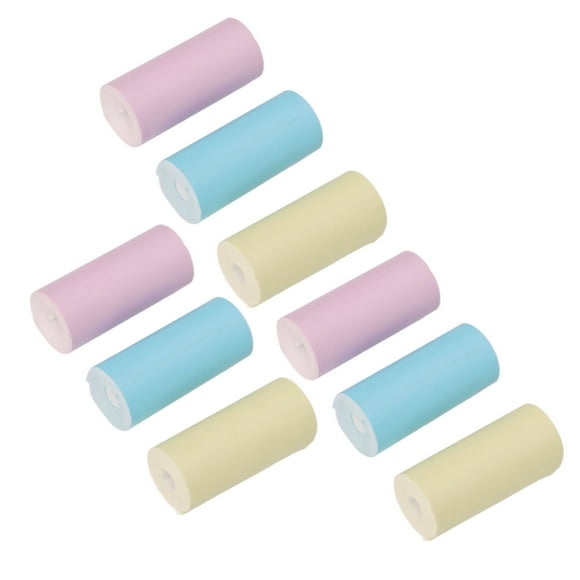 Papel 9 Piezas Mini Rollo De Papel De Impresión Diferentes Colores Papel De Impresión Autoadhesivo Portátil Compacto Para Hogares Oficina DIY