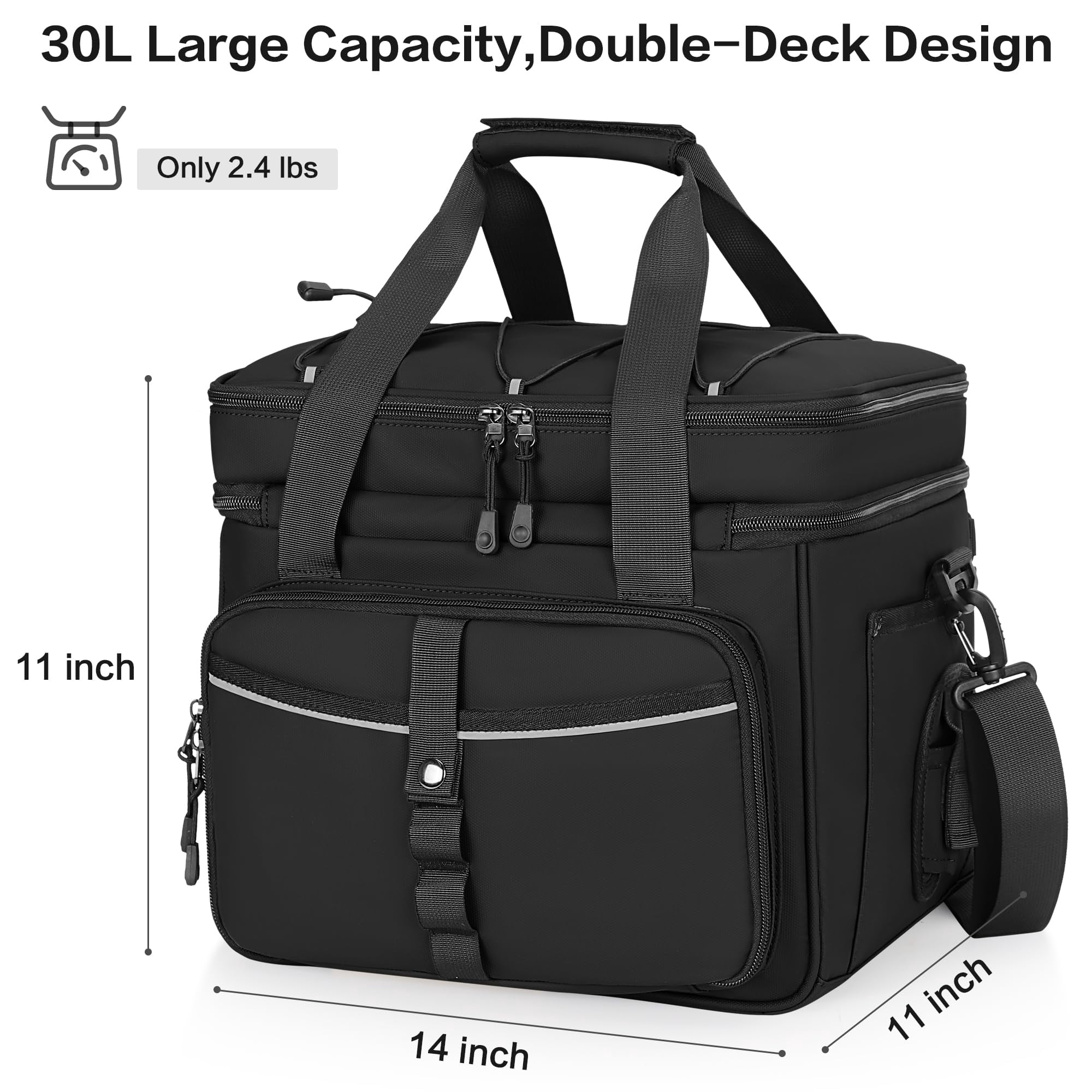 30l Large Fishing Tackle Bag  Waterproof Box For Saltwater & Freshwater Gear And Equipment Storage Padded Shoulder Strap Gift Men Black
