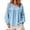 Blue, variant on Top for Women Long Sleeve Round Neck Ruffle Yoke Puff Sleeve Loose Textured Blouse Blue M