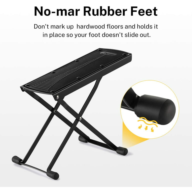 Guitar Foot Rest Folding Metal Guitar Foot Rest Stage Anti-slip Stand 4  Adjustable Height Levels for Guitarist Music Stand Black