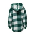 thumbnail image 4 of GIPQJK Women's Fleece Jackets Coats Plus Size Plaid Full Zip Hoodies Loose Fit Winter Warm Jacket Shacket Flannel Hooded Outerwear with Pockets,Green S, 4 of 4