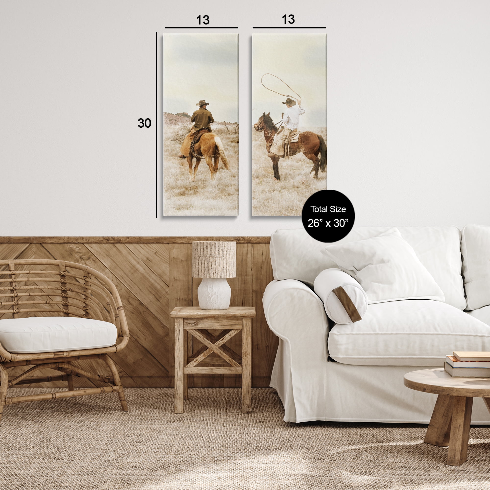 Stupell Industries Wrangling Cowboy Duo 2 Piece Canvas Wall Art Set, design by Marcus Prime