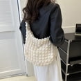 thumbnail image 3 of Bolso Mano para Mujer Color Nailon Plisado Burbujas para Viajes Oficina (beige), 3 of 9