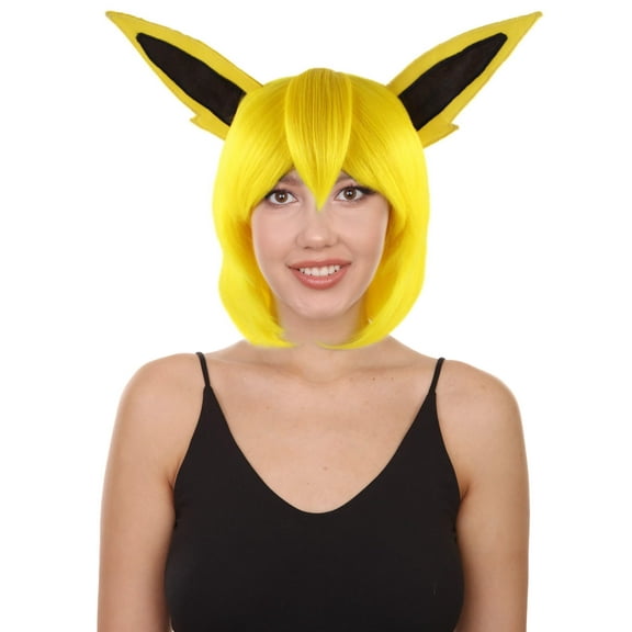 HPO Adult Unisex Monster Wig w/ Ears | Yellow Cosplay Wig | Premium Breathable Capless Cap, Synthetic Fiber