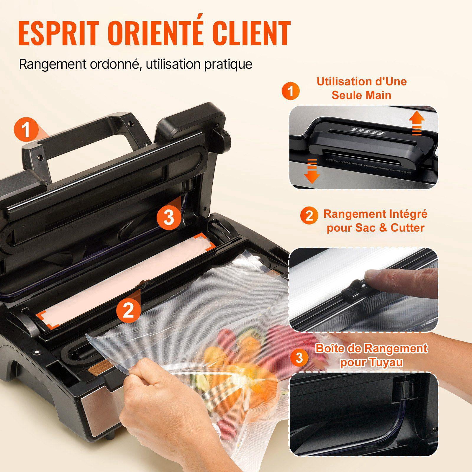 Vacuum Sealer Machine 90Kpa 130W Dual Pump Dual Sealing Automatic Manual Air Sealing System Built in Cutter for Dry Moist Food Storage with Seal Bag External Hose