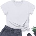 thumbnail image 4 of GEWSEY Women's Summer Short Sleeve Crewneck T Shirts Solid Color Tees Casual Basic Tops (White, L), 4 of 5