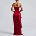 thumbnail image 7 of dgysar Strapless Party Dress with Slit Satin Evening Gown with Slit - Smocked Figure-Hugging Long Dress, Perfect for Wedding Guest, Banquet & Red Carpet Red M, 7 of 7