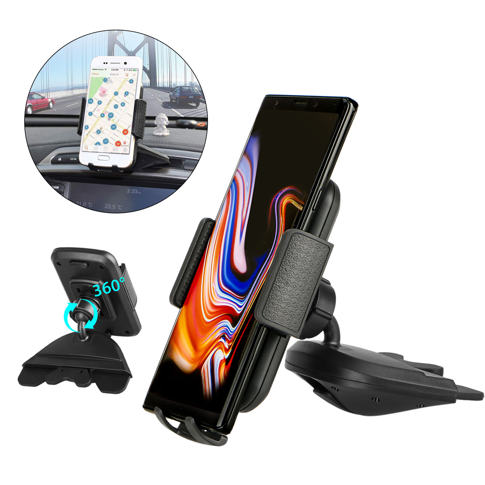 Universal 360° Car Holder CD Slot Mount Bracket For CellPhone iPhone 11