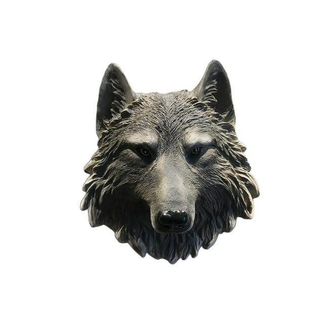Animal Tête Mur Sculpture Ornement Résine Statue Main Courbée Sculpture en Résine Pendaison Art Décor Loup