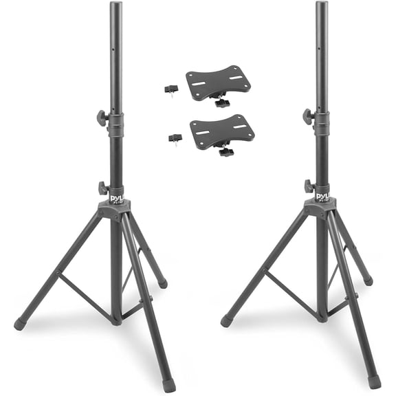 Pyle 2-Pack Universal Speaker Stand Mounts – Adjustable Tripod Stands with Locking Safety Pin, 36–58" Height, 35mm Compatible Insert, Rubber Feet for Stage & Studio Use