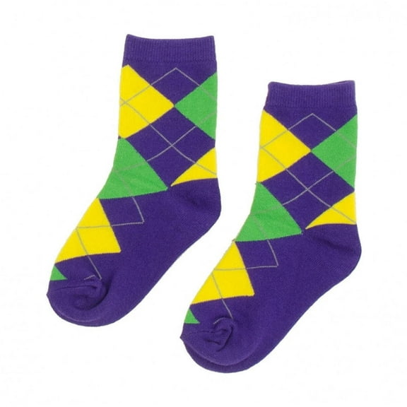 Purple, Green and Yellow Argyle Children's Socks (EACH)