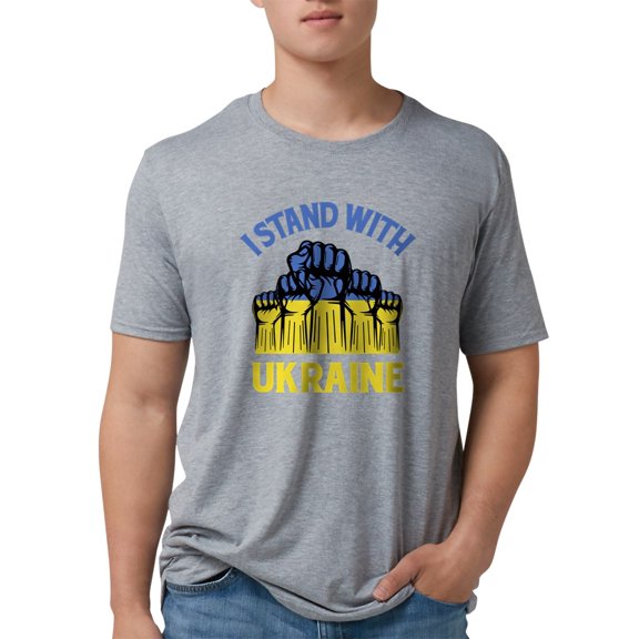 CafePress - I Stand With Ukraine T Shirt - Mens Tri-blend T-Shirt
