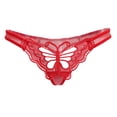 thumbnail image 2 of Bragas de Mujer de Encaje Suave Ahueca Hacia Fuera Los Calzoncillos de Mariposa Transparentes Calzoncillos - rojo, Única SM SunniMix ropa interior femenina de algodón, 2 of 7