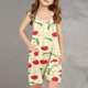 thumbnail image 2 of Odeerbi 5-13 Años Niñas Traje de Verano Plaid Fresa Impresión Camisola Romper Respirable Cómodo Suspender Overalls Bib Total Shorts Con Bolsillos, 2 of 5
