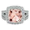 thumbnail image 4 of Cushion Cut Pink Morganite Halo Engagement Ring Split Shank with Band 14K White Gold 3.40 CT TW, 4 of 5