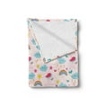 thumbnail image 2 of Unicorn Soft Flannel Fleece Throw Blanket, Theme of Clouds Rainbows Stars Print, Cozy Plush for Indoor and Outdoor Use, 70" x 90", Baby Pink Multicolor, by Ambesonne, 2 of 5