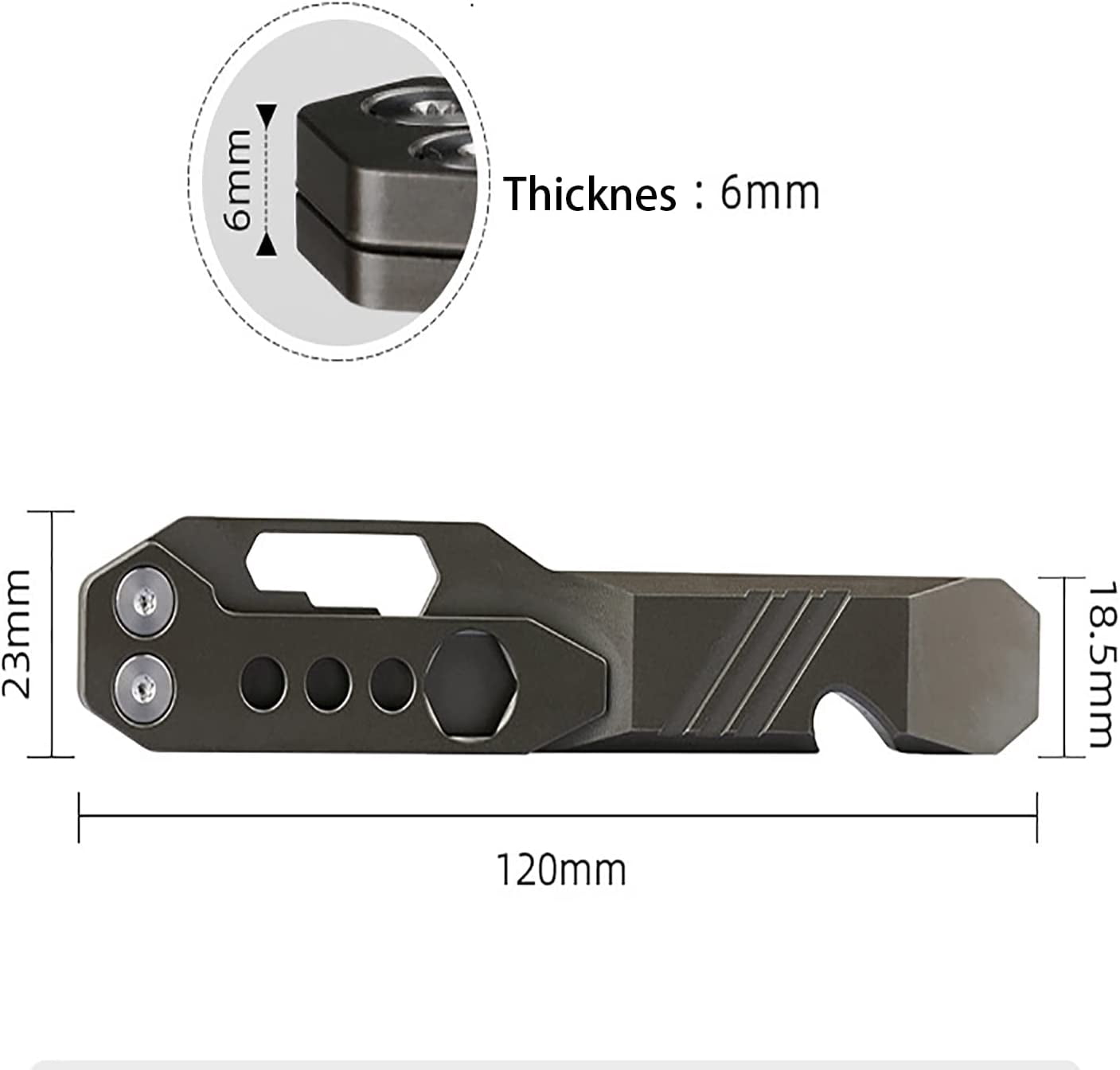 ABPETE Titanium Pry Bar Outdoor Prybar EDC Wrench Bottle Opener Multi-function tool with Pocket Clip