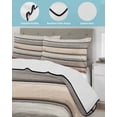 thumbnail image 4 of Brown Beige Stripes Twin XL Size Down Alternative Comforter,Lightweight Comforter Quilt Bedding Set with Pillow Shams Geometric Painting Neutral Textured Bed Comforter Duvet Insert 68"x98", 4 of 7