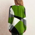 thumbnail image 4 of IROINID Liquidation Hauts Grande Taille pour Femmes Col Rond Manches Longues Chemise Ample Imprimée Blouse Hauts, Vert, 4 of 9