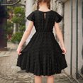 thumbnail image 5 of Mgmyaa 3-14T Girls Dress with Solid Pom Poms & Flutter Ruffle Short Sleeve Kids Ruffle Sleeve Crew Neck Frocks, 5 of 8