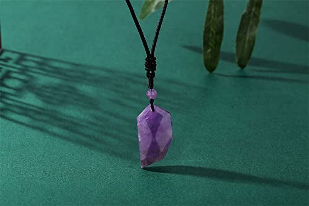 XIANNVXI Necklace for Men Women Amethyst Healing Crystal Stone Necklace Natural Adjustable Black Rope Pendant Necklaces Jewelry Christmas Birthday Gifts - image 2 of 3