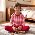 thumbnail image 5 of Xdegoge Tween Girls Pajamas Sets 2 Piece Lounge Soft Long Sleeve Plaid Checkered Top and Jogger Pants Matching Set Comfy Daily Sleepwear Pjs, 5 of 6