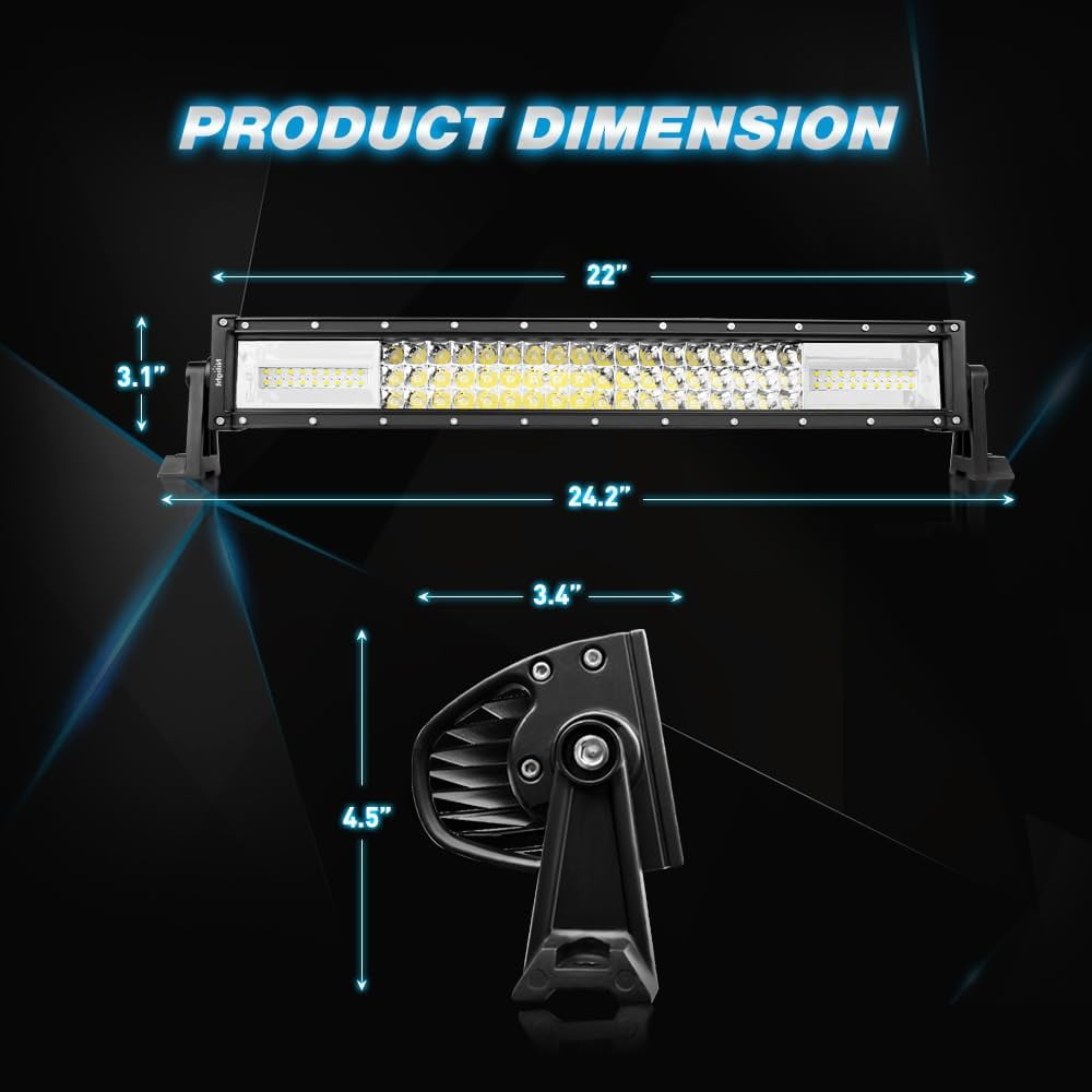 Nilight - LED Light Bar 22Inch 270W White & Amber Triple Row 13500LM Flood Spot Combo Led Bar Off Road Lights for Trucks with Wiring Harness Kit