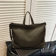 thumbnail image 4 of Bolsa de lona de gran capacidad para mujer con correa ajustable para el hombro, cierre superior con cremallera, bolso casual para trabajo, escuela, viajes y compras, 44 x 33 x 16 cm, 4 of 6
