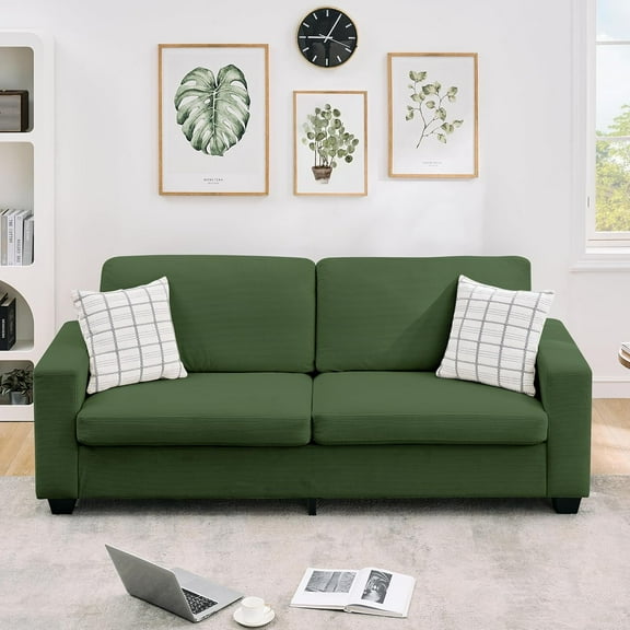 Loveseat Sofa Couch for Living Room, 83 Inch Corduroy 2 Seater Love Seat with Wide Armrest, Removable Washable Cushion Cover for Small Spaces (83inch, Green)