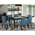 thumbnail image 4 of East-West Furniture WEFL7-BLK-21 7-Piece dinette set- 6 parson dining chairs and Butterfly Leaf dinner table hardwood frame -High back & Black Finish, 4 of 4