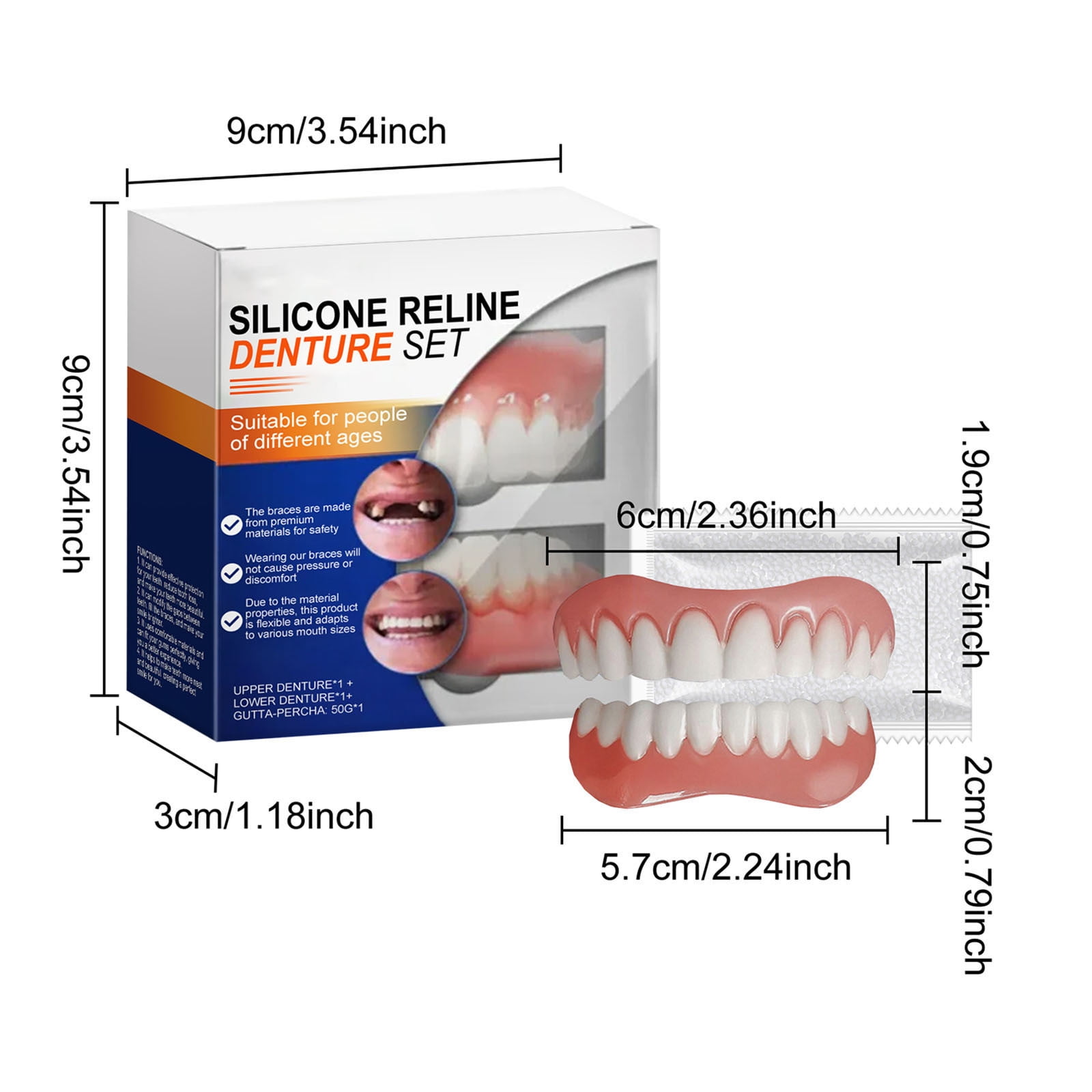 Silicone Dentures with Silicone Reline Set â Customizable Fit for Comfort