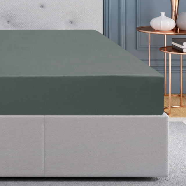 Drap-housse en Bambou Doux Soyeux Rafraîchissant avec Poche de 16 Pouces Gris Ardoise Lit Simple