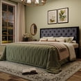 thumbnail image 2 of Amolife King Size Bed Frame with Upholstered Headboard and Elevated Footboard, 12.5" Under-Bed Storage Space, No Box Spring Needed, Black, 2 of 9