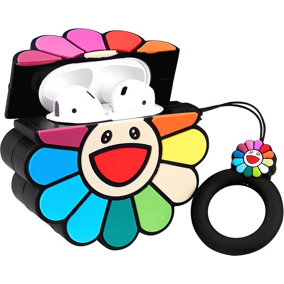 Sun Flower for Airpod 1/2 Case, Cartoon Cute Fashion Cool Silicone Design Hypebeast Cover for Airpods, Unique Stylish Kawaii Funny Fun Trendy Shell Girls Women Girly Boys Cases