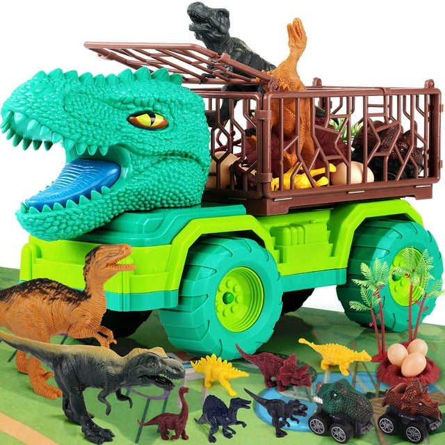 Camión de juguete con forma de dinosaurio JoyBuilders 18 en 1 para niños de 3 a 5 años con coches