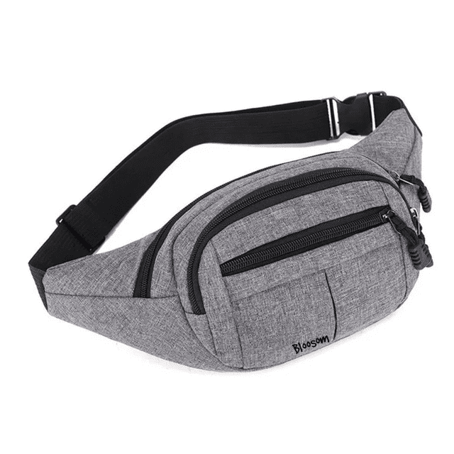 Mochila Cangurera Bloosom Fitness Riñonera Deportiva Runner Gimnasio Gris
