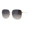 thumbnail image 4 of Womens Rectangle Exposed Lens Edge Thin Metal Rim Designer Fashion Sunglasses Gold - Smoke, 4 of 8