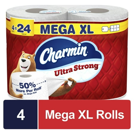 Charmin Toilet Paper Ultra Strong 4 Mega XL Rolls, 330 Sheets Per Roll