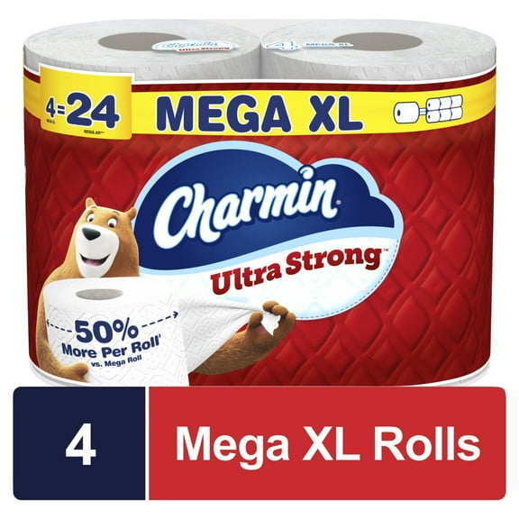 Charmin Toilet Paper Ultra Strong 4 Mega XL Rolls, 330 Sheets Per Roll