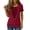 #226-Red, variant on Women's Casual Short Sleeve Blouse with Sequins and Color Block, Draped Neckline, Loose Fit, Ruffled Detail for Fashionable Daily Wear
