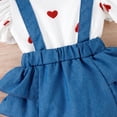 thumbnail image 6 of PatPat Baby Girl Clothes One-piece Heart Print Bodysuit with Headband Denim Suspender Style Ruffle Romper Outfit 12-18 Months, 6 of 8