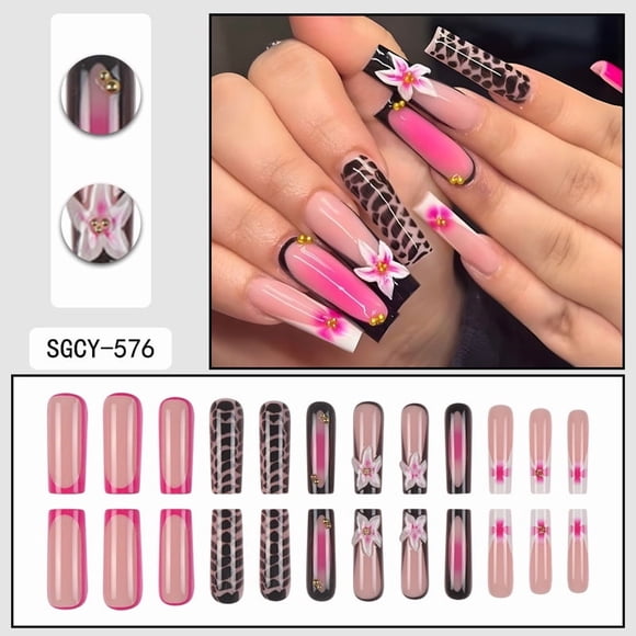 2026 New European and American Long Style Simple French Aurora Cat Eye Nail Tips with Rhinestones for a Flashy Hot Girl Look