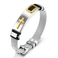 thumbnail image 1 of Stylish Men\‘s Adjustable Bracelet Cross Stainless Steel Mesh Chain Wrist Band Bracelet, 1 of 6