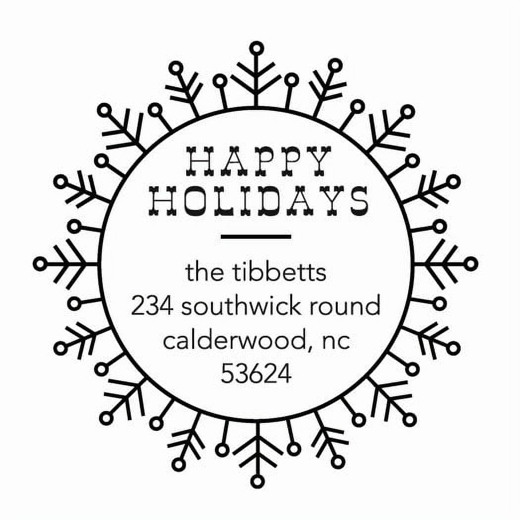 Personalized Round Self-Inking Rubber Stamp - Happy Holidays