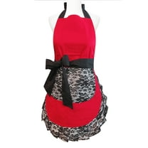 Wrapables Classic Vintage Apron, Sexy Cooking Apron, Red Hot Lace