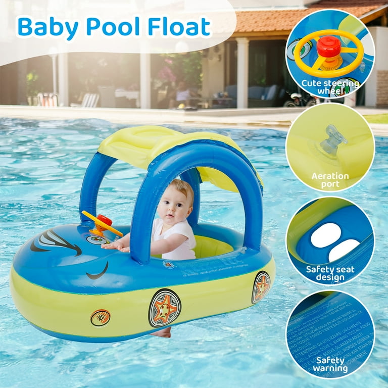 Baby inflatable swim store seat with canopy