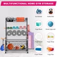 thumbnail image 2 of Yexmas Home Gym Storage Rack, All-in-one Weight Rack for Dumbbells, Kettlebells, Yoga Mats, Foam Rollers, Resistance Bands, Workout Equipment Storage Organizer with Hooks and Basket, Black, 2 of 7