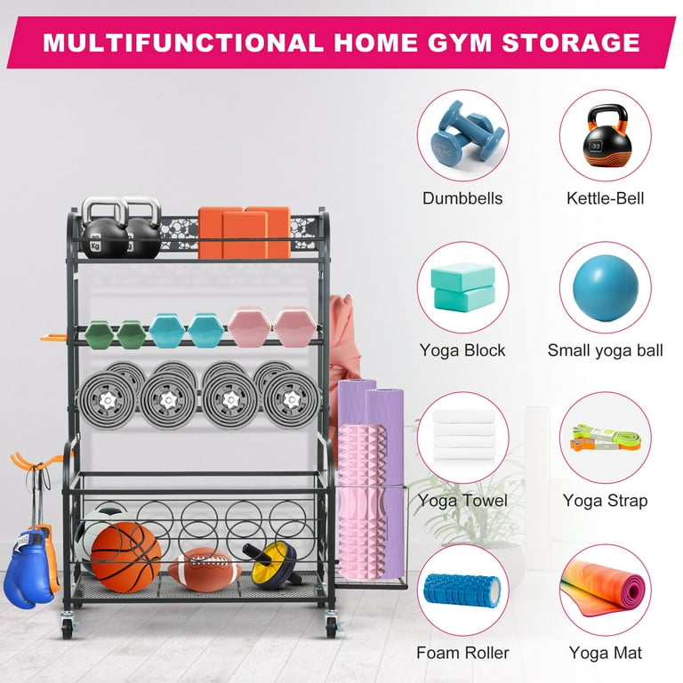 Yexmas Home Gym Storage Rack, Adjustable Dumbbell Holder