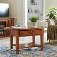 thumbnail image 3 of Leick Home 9044-MED One Drawer Oval Coffee Table with Shelf, Medium Oak, 3 of 18